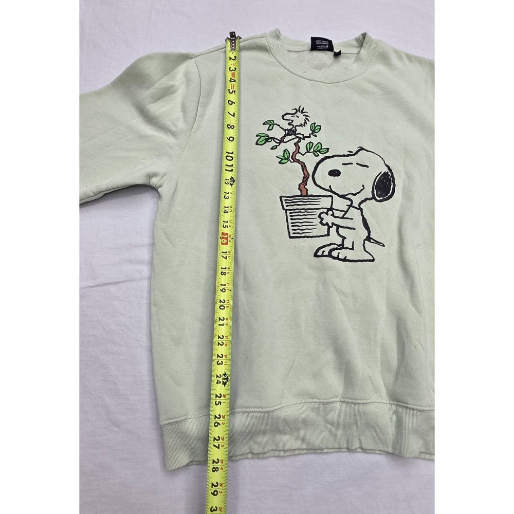 Peanuts Green Crewneck Fleece Snoopy Sweatshirt Size XL - Picture 6 of 9